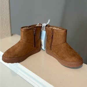 Cat and Jack Toddler Girls Arlo Zipper Shearling Boots Cognac Brown Faux Sz 9C